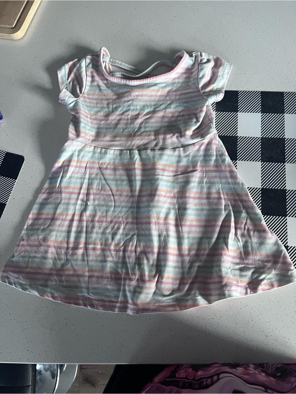 Girls' Pink & White Striped Cotton Dress